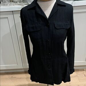 Hennes Collection 100% linen Black Button-Up Military Style Jacket